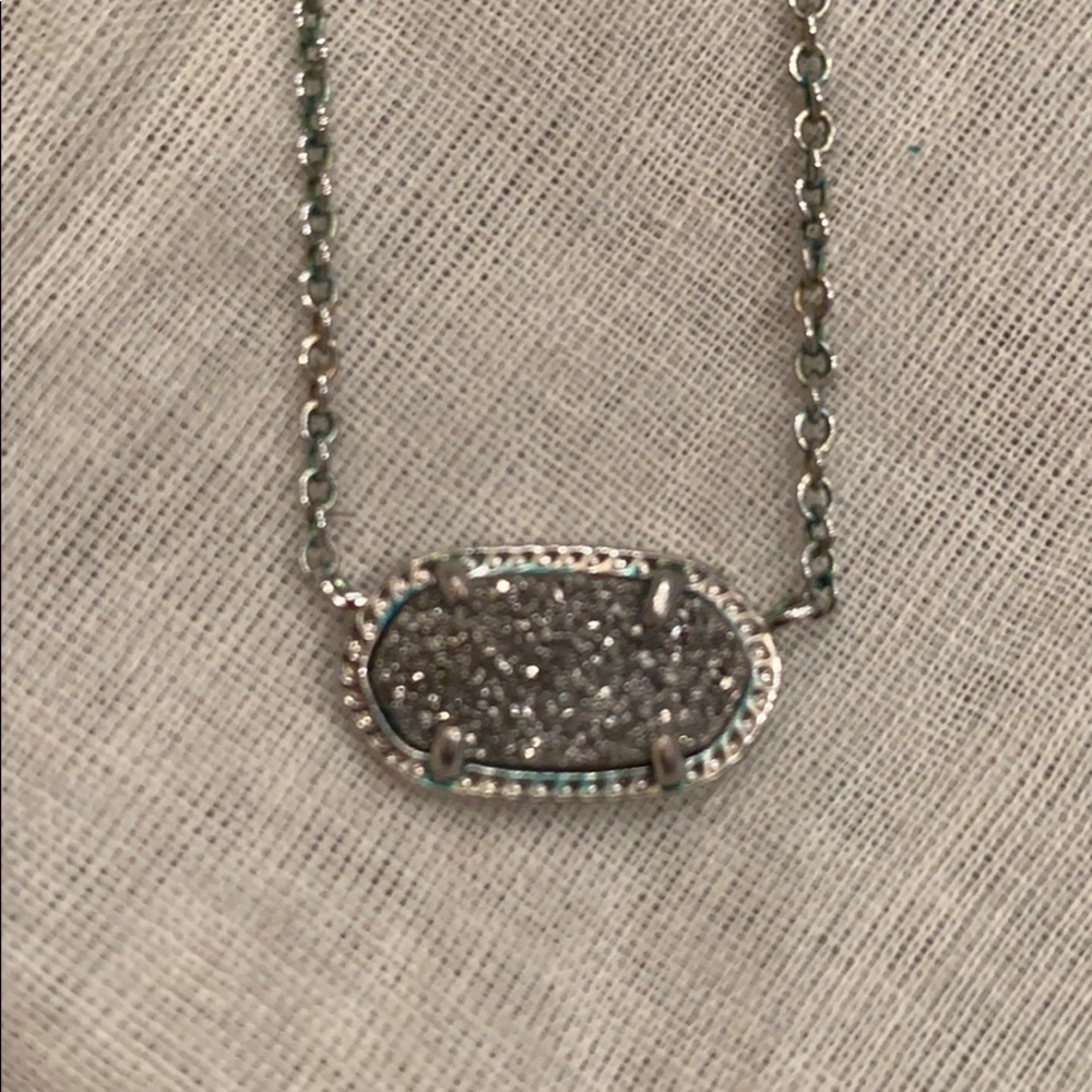 Kendra Scott Elisa Silver Pendant Necklace in Platinum Drusy